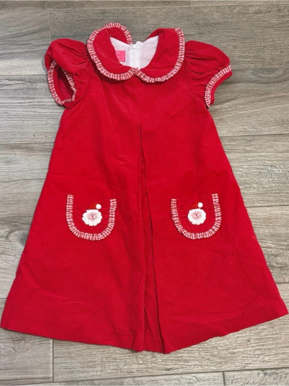 Claire & Charlie Girl’s Corduroy Santa Claus Dress Christmas Festive